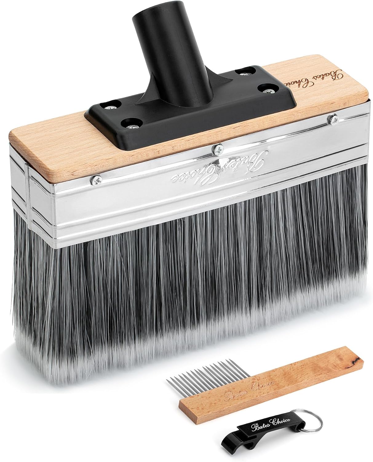 Bates- Deck Stain Brush Applicator, 7.5 Inch Wide Paint Brush with Threads | for Extension Ideal for Wood Staining Deck Stain & Sealer Application Exterior Wood Treatment Fence & Walls