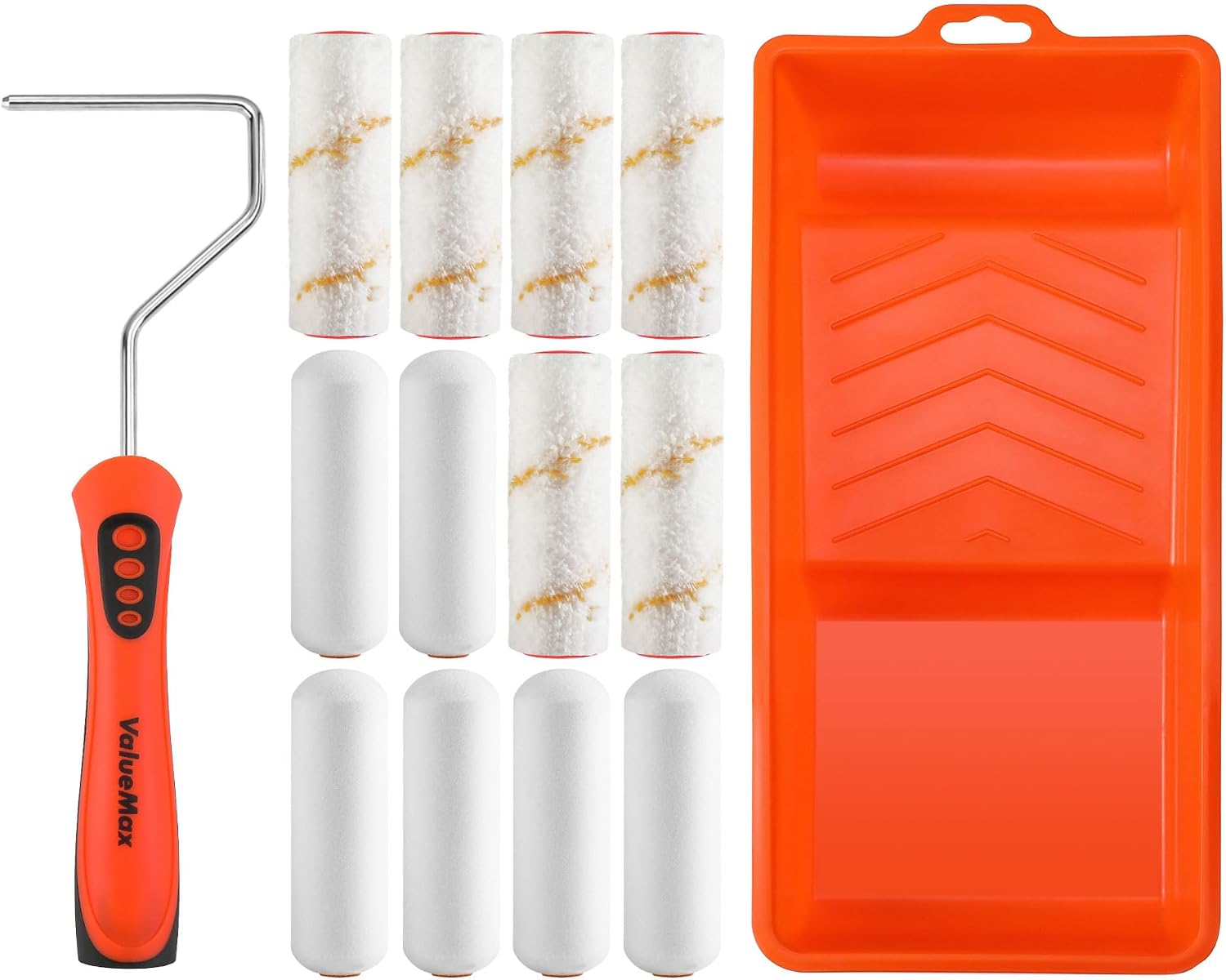 ValueMax Paint Roller Kit, 14-Piece 4 Inch Paint Roller Kit with High-Density Foam Paint Rollers, Microfiber Paint Rollers, Paint Tray for Painting Cabinets, Doors, Craft Work ValueMax Paint Roller Kit, 14-Piece 4 Inch Paint Roller Kit with High-Density Foam Paint Rollers, Microfiber Paint Rollers, Paint Tray for Painting Cabinets, Doors, Craft Work - Image 1